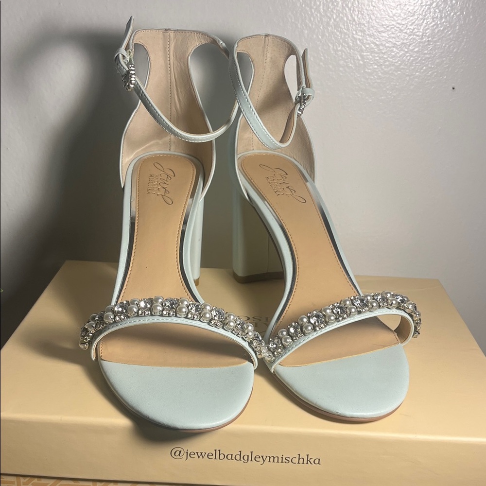 Badgley Mischka Light Blue Embellished Heels